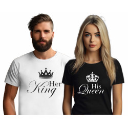 Sada triček pro páry Her King - His Queen