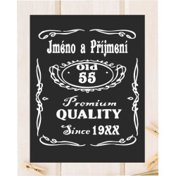 Přání k 55 narozeninám s volbou jména v motivu Jack Daniels
