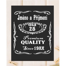 Přání k 25 narozeninám s volbou jména v motivu Jack Daniels