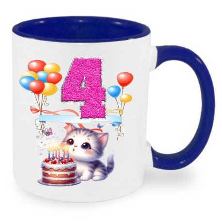 Hrnek k 4 narozeninám s kočičkou