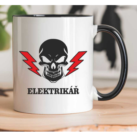 Hrnek pro elektrikáře - elektrikář s blesky