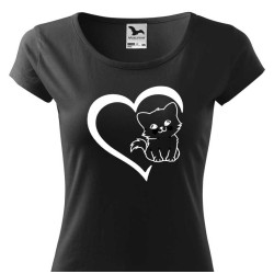 Dámské tričko - Kočka v srdíčku