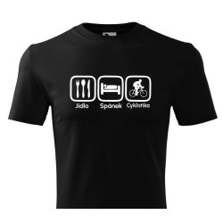 Tričko pro cyklistu - Jídlo spánek a cyklistika