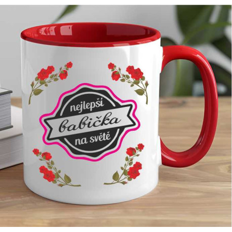 Hrnek pro babičku - Nejlepší babička na světě s květinami