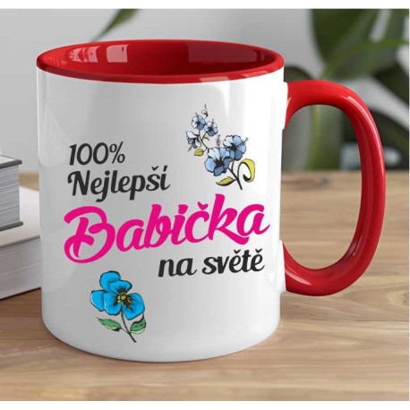 Hrnek pro babičku - 100% nejlepší babička s fialkama