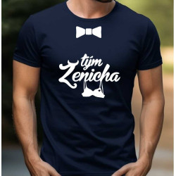 Tričko na rozlučku Tým ženicha s podprsenkou a motýlkem