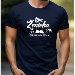 Pánské tričko s vtipným potiskem - Tým ženicha s podprsenkou