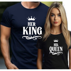 Párová trička s potiskem His Queen - Her King