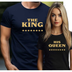 Párová trička - The KING  - His QUEEN s potiskem ze předu