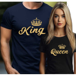 Párová trička King a Queen se zlatým potiskem