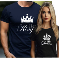 Párová trička s potiskem his Queen - her King s korunkou