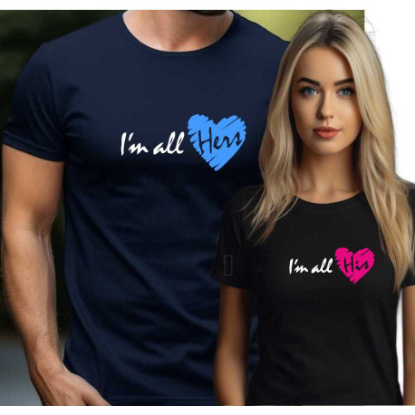 Párové trička s potiskem Mé srdce patří ji - jemu