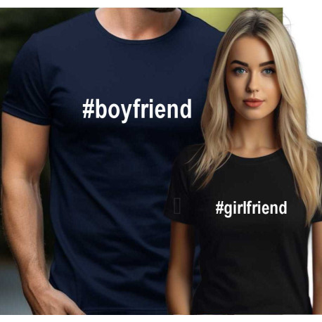 Párové trička s potiskem Hastag Boyfriend - Girlfriend