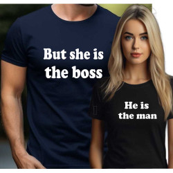 Trička pro páry - He is the man / but she is the boss