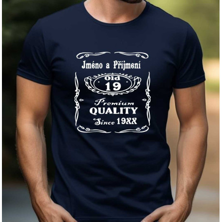 Pánské tričko k 19. narozeninám - S volbou jména v motivu Jack Daniels.