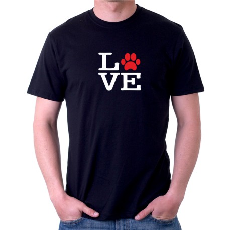 LOVE - Pánské tričko s textem LOVE s motivem tlapky pejska