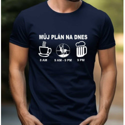 Pánské tričko - Můj plán na dnes - káva, lov a pivo.