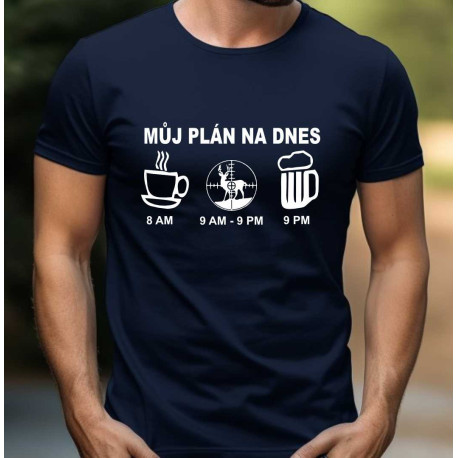Pánské tričko -  Můj plán na dnes - káva, lov a pivo.