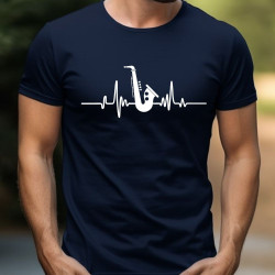 Pánské tričko - Heartbeat saxofon