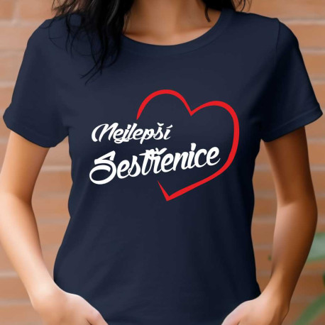 Dámské tričko Nejlepší sestřenice v srdíčku