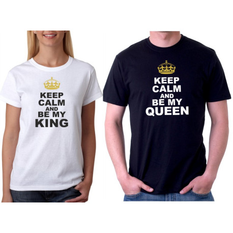 Sada párových triček Keep calm and be my KING / QUEEN