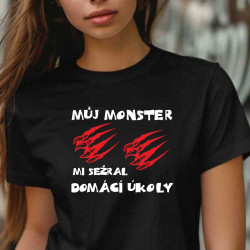 Dívčí tričko - Můj monster mi sežral domácí úkoly