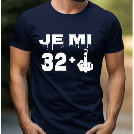 Pánské tričko k 33 narozeninám - 32 plus prostředníček
