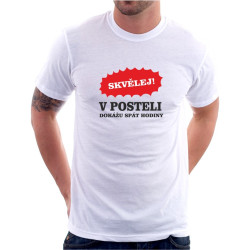 Pánské tričko Skvělěj! V posteli dokážu spát hodiny.