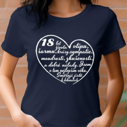 Dámské tričko - přání k 18 narozeninám v srdci