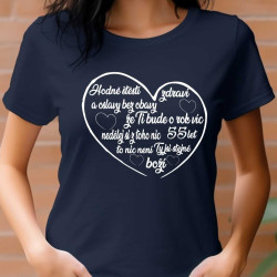 Dámské tričko - Přání k 55 narozeninám se srdíčky