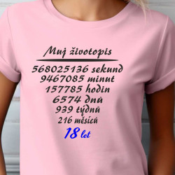 Můj životopis - dámské tričko k 18. narozeninám.
