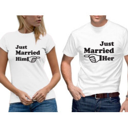 Párová trička pro novomanžely - Just married him / her.