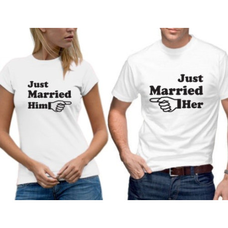 Párová trička pro novomanžely - Just married him / her.