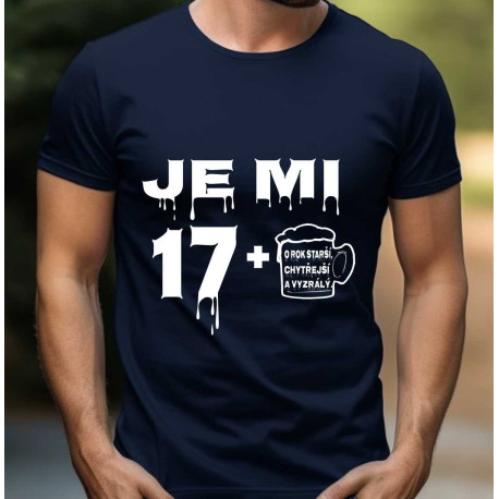 Pánské tričko k 18 narozeninám - Je mi 17 plus pivo