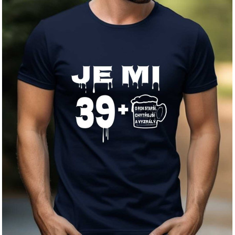 Pánské tričko k 40 narozeninám - Je mi 39 plus sklenice piva