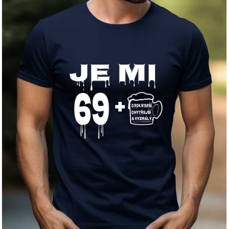 Pánské tričko k 70 narozeninám - Je mi 69 plus půllitr od piva