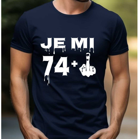 Pánské tričko k 75 narozeninám - Je mi 74 plus prostředníček