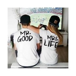 Set triček pro pár Mr. Good - Mrs. Life.
