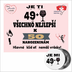 Originální přání k 50. narozeninám pro Zdravotní sestru s plackou