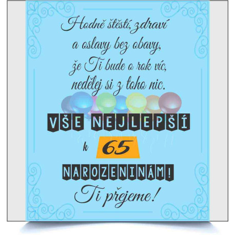 Přání k 65 narozeninám Hodně stěstí