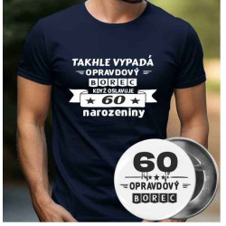 Pánské tričko - Opravdový borec slaví 60. narozeniny s plackou