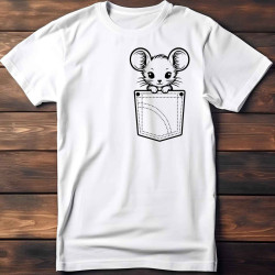 Dětské tričko Myška pokukující s kapsy