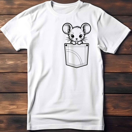 Dětské tričko Myška pokukující s kapsy