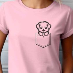 Dámské tričko - Pejsek v náprsní kapse