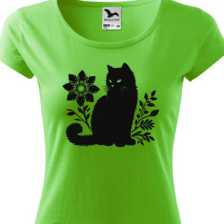 Dámské tričko - Kočička s květinou