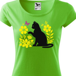 Dámské tričko - Kočička s motýlkem
