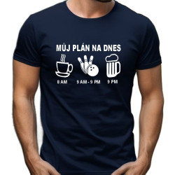Pánské tričko - Můj plán na dnes káva bowling a pivo