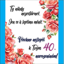 Přání - Ty nikdy nezestárneš. Všechno nejlepší k 40 narozeninám