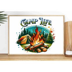 Fotoobraz Camp life u taborového ohně a stanu