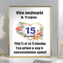 Fotoobraz Přání k 15 narozeninám